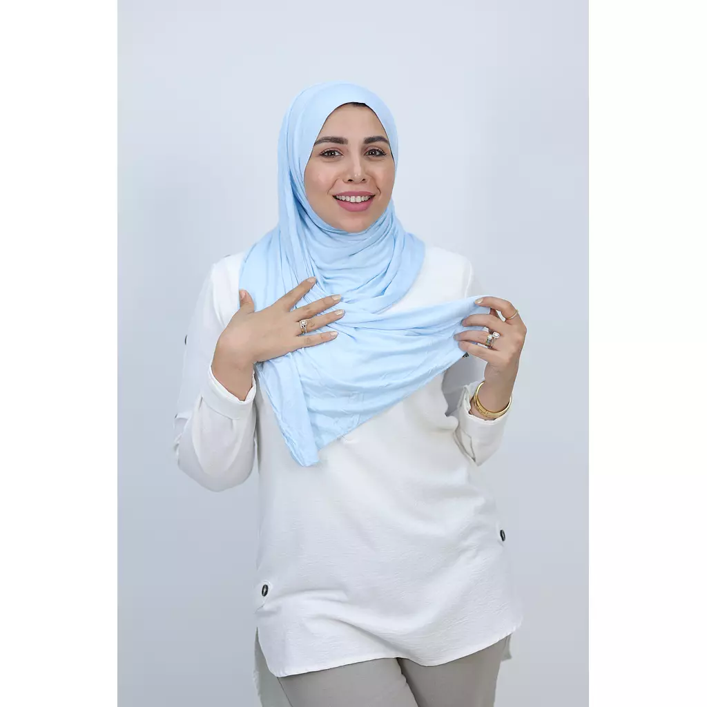 Jada Cotton Lycra Gel Hijab - Baby-Blue