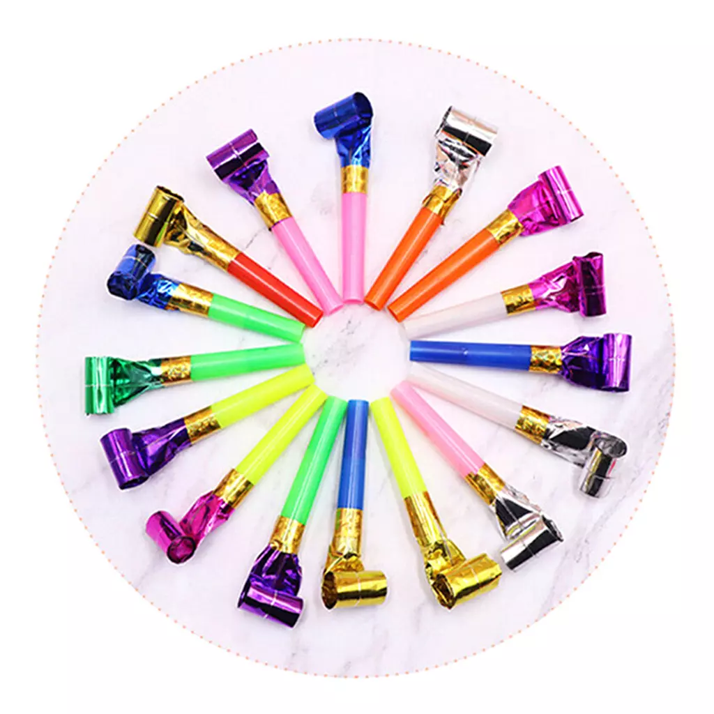 6pcs Beep for Parties and Birthdays , Multicolor Paper Blowers Blowouts Whistles Birthday Noisemaker Kids Toy Party Supplies 