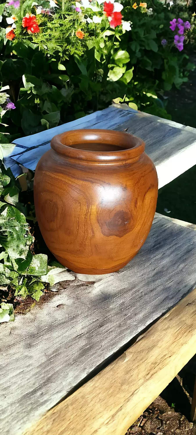 Teak Wood Vase hover image