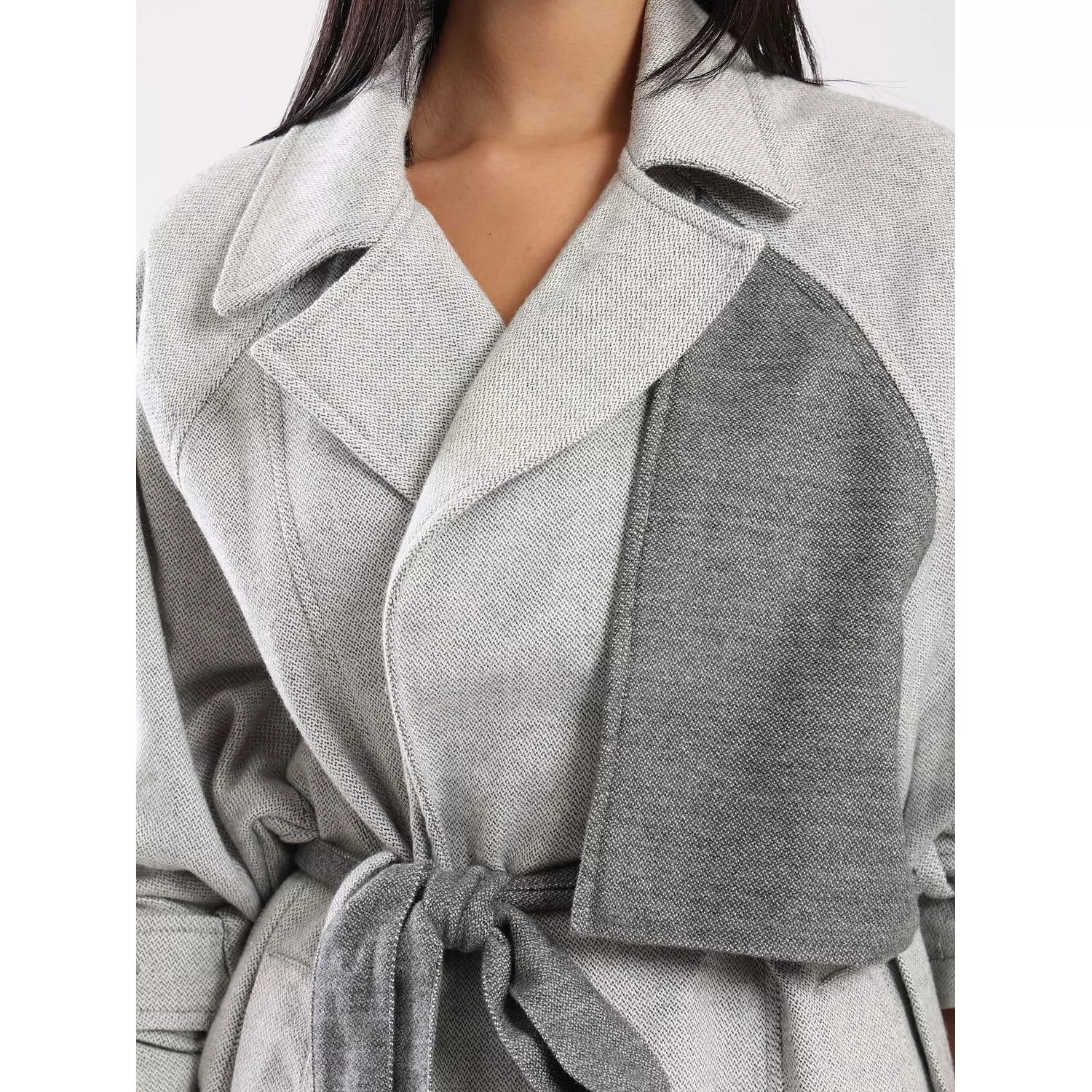 The 2 tones ice grey SOPHIA trench coat    7