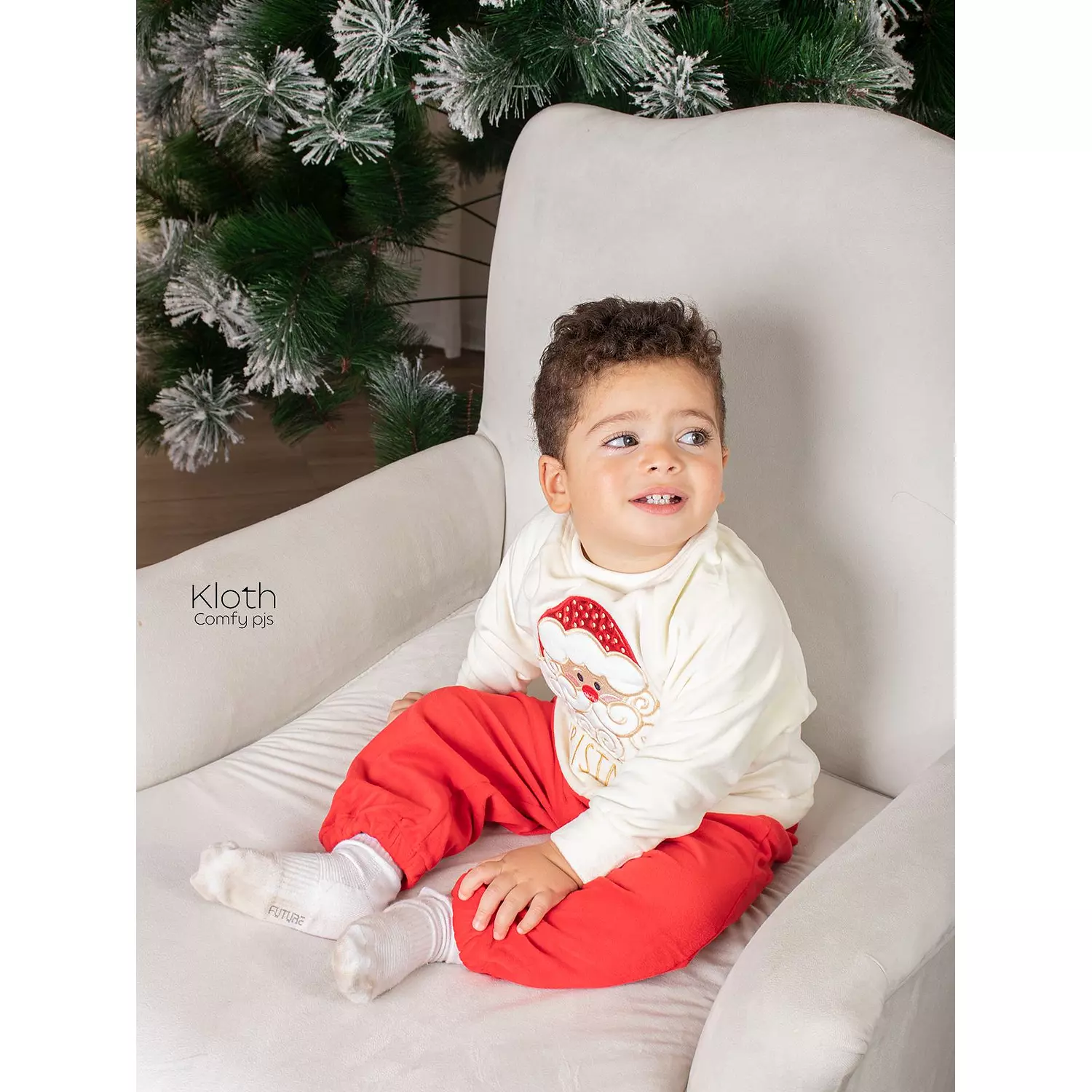 Christmas pajamas for the family ( santa red pants) hover image