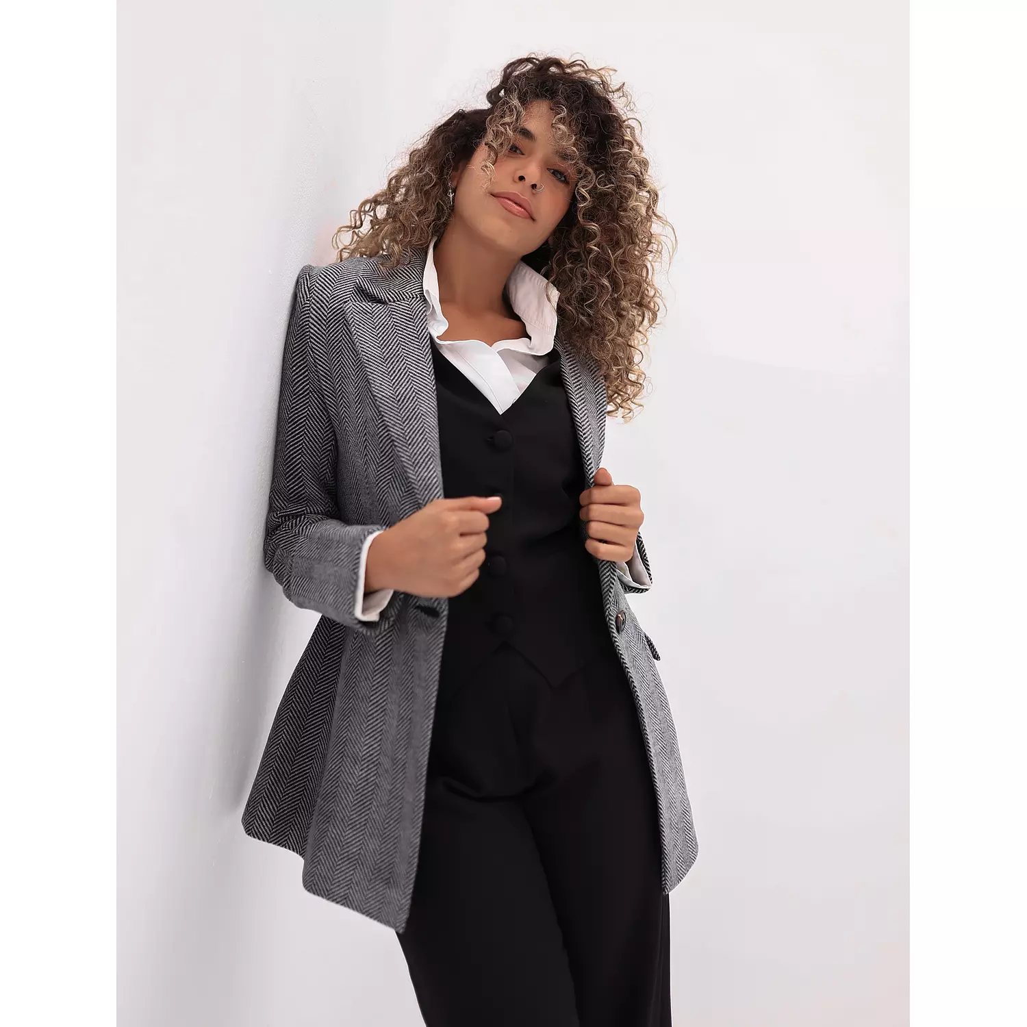 Ash gray zigzag blazer 4