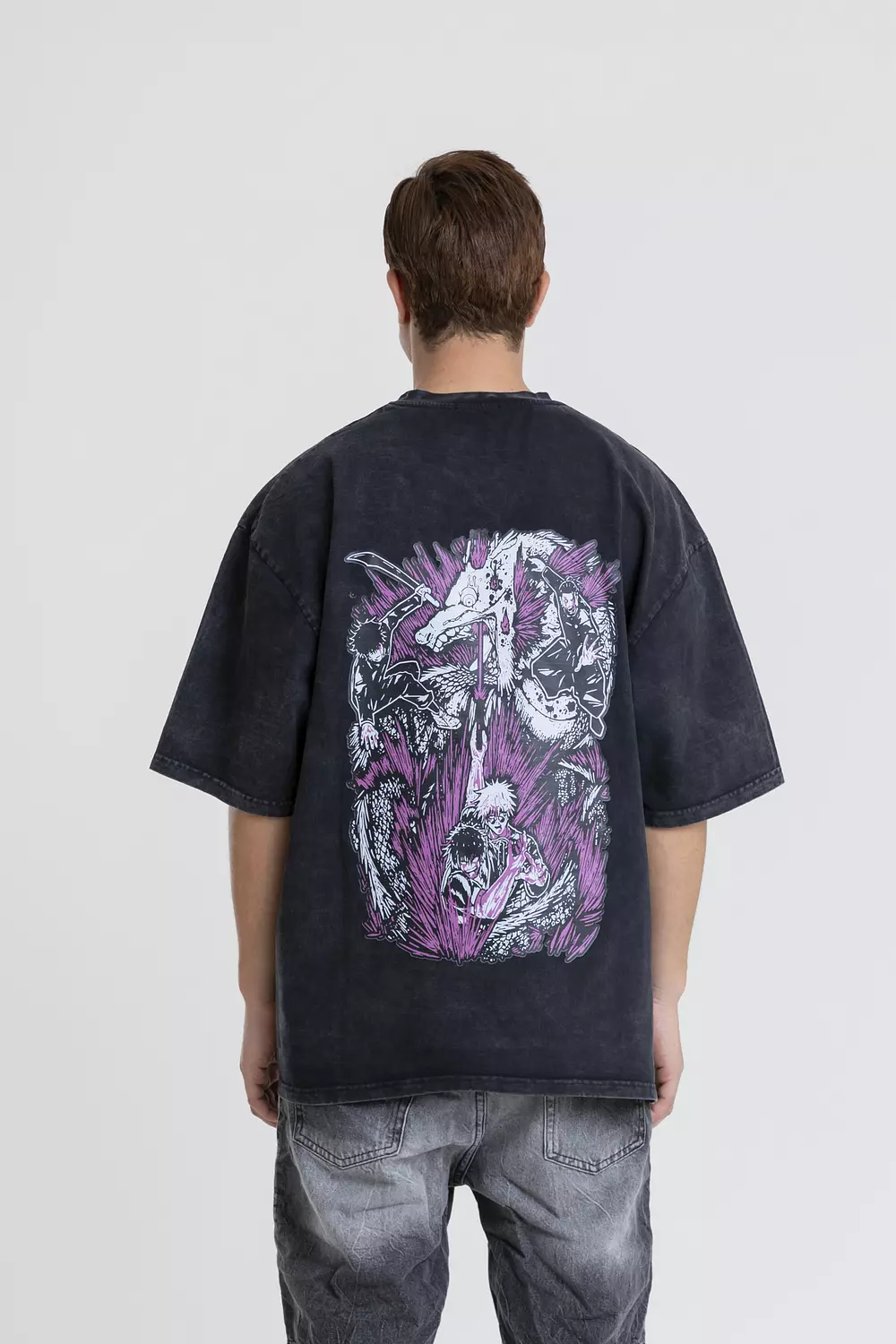 OVERSIZED WASHED COTTON T-SHIRT WITH CONTRAST PRINT BACK & FRONT 6