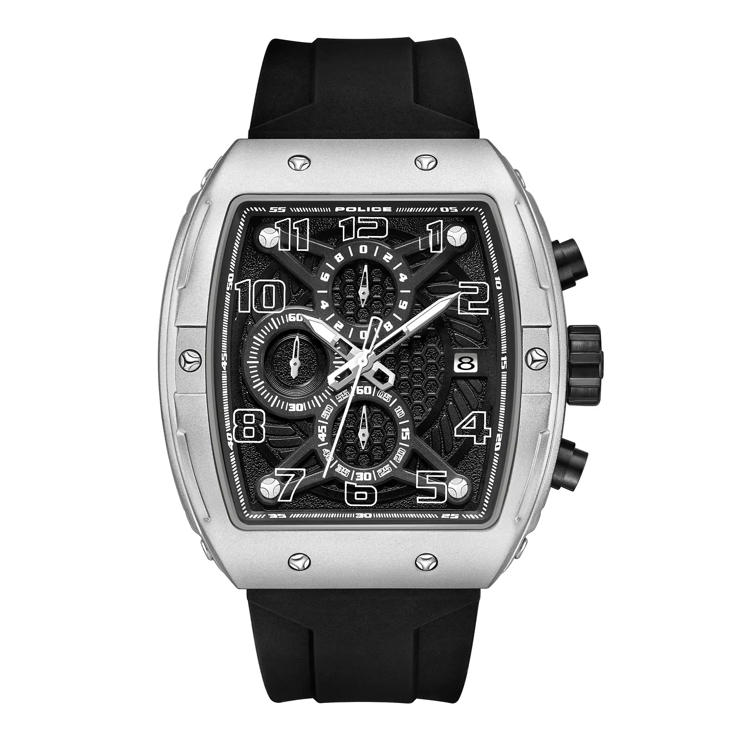 Police PEWGO0063101 Coswig Black Dial Black Silicone Strap Gents Chronograph Watch hover image