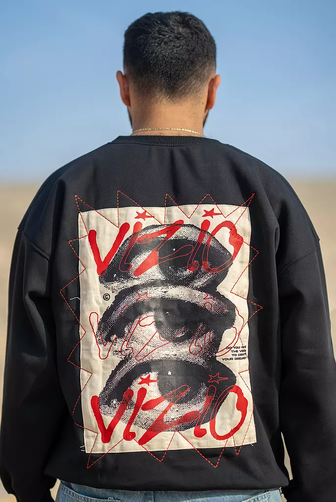 Black "V" Crewneck