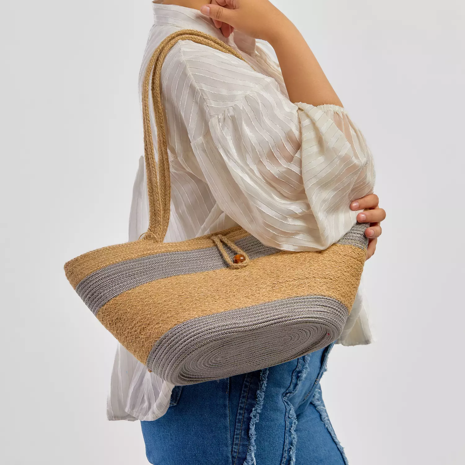 Shoulder Bag - Gray & Jute hover image