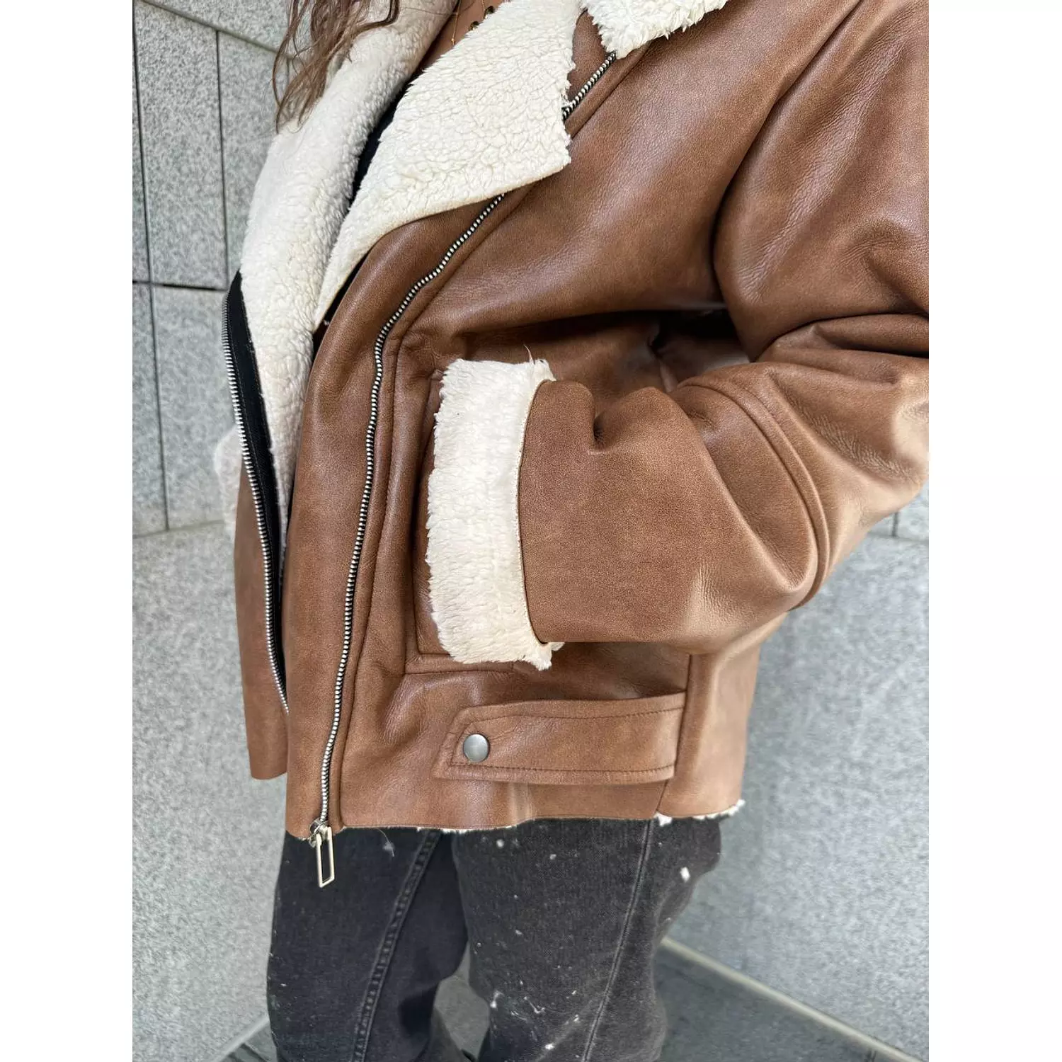 Stonewashed Oversized Leather Jacket 3