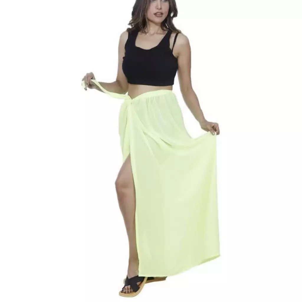 LIME-GREEN CHIFFON COVER UP SKIRT