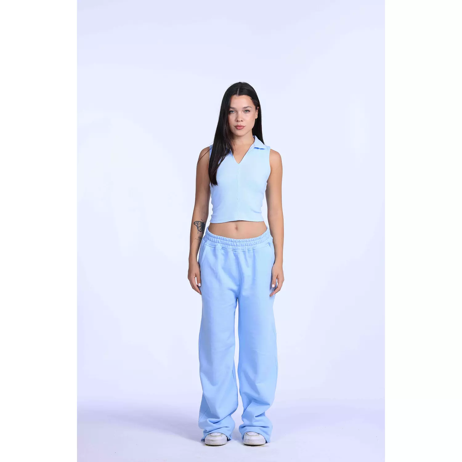 Baby blue Cut polo basic Top   1