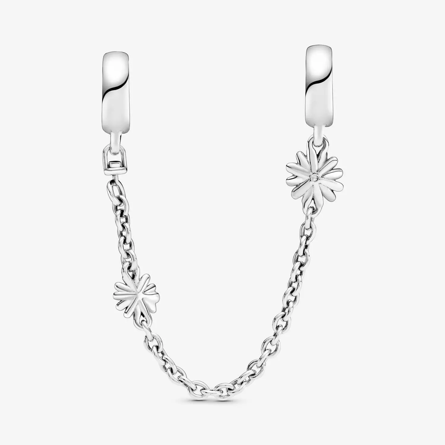 Daisy sterling silver safety chain with clear cubic zirconia 1