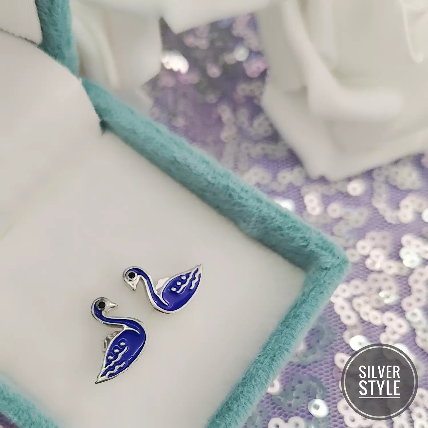 Blue Swan Earrings  0