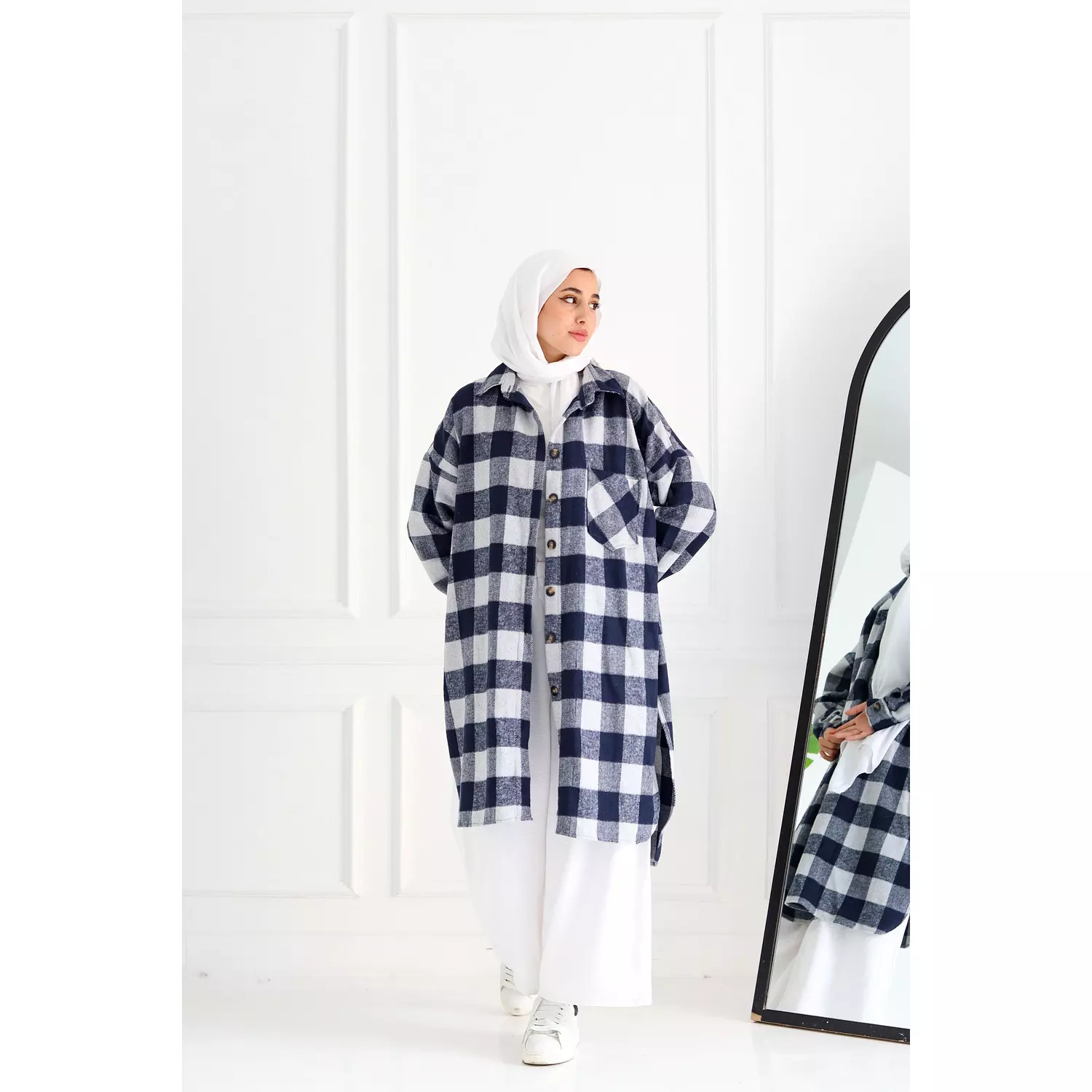 Blue Checkered Oversize Shirt 4