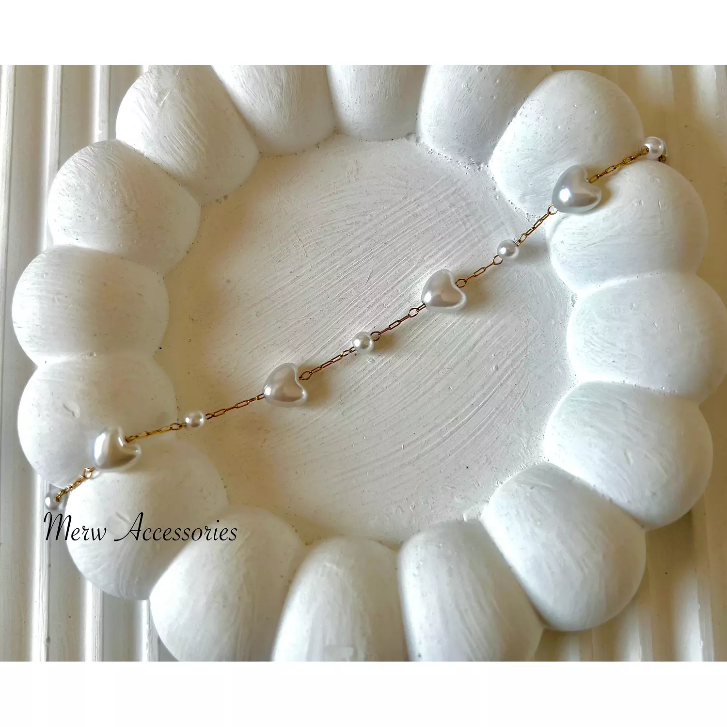 Heart pearl anklet hover image