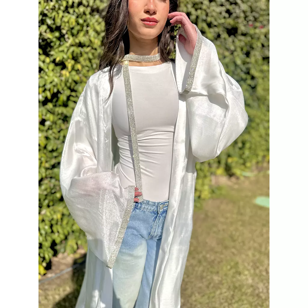 Sparkling white Kaftan with Choker