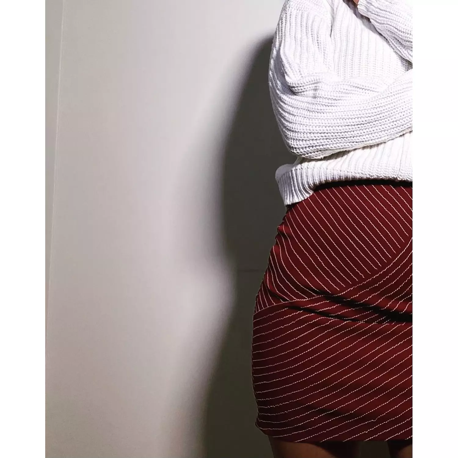 Burgundy Stitched Skirt hover image