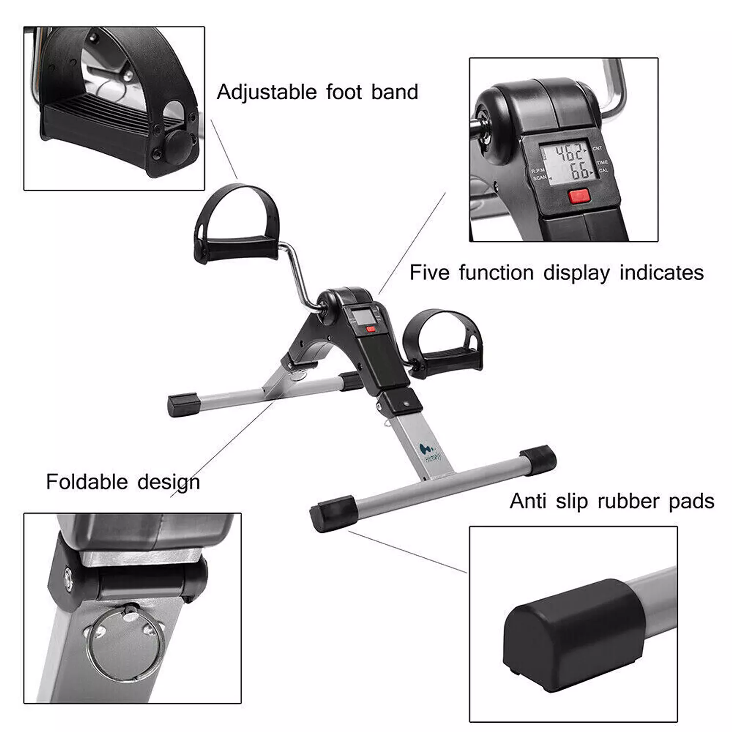Foldable hand and foot exercise pedal with a small arm and a digital screen-2nd-img