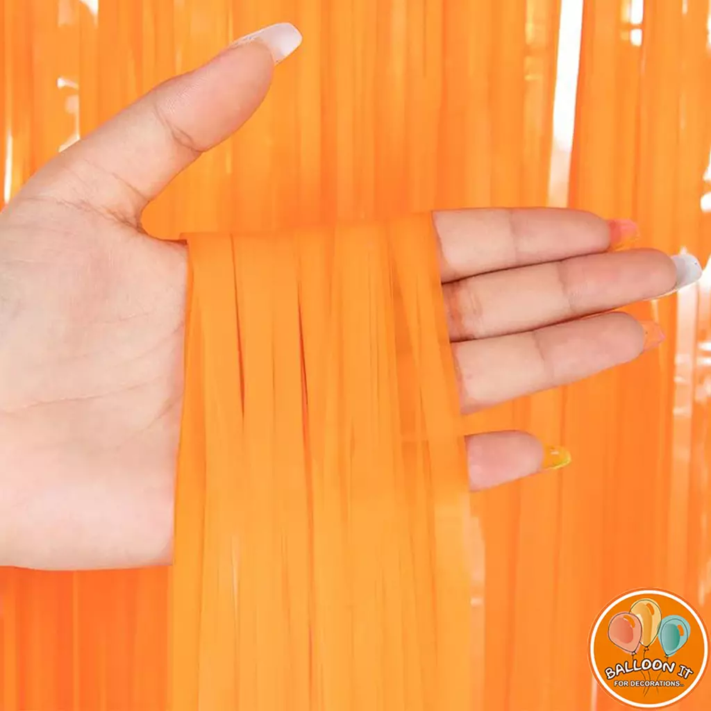 orange Foil Fringe Curtain Backdrop