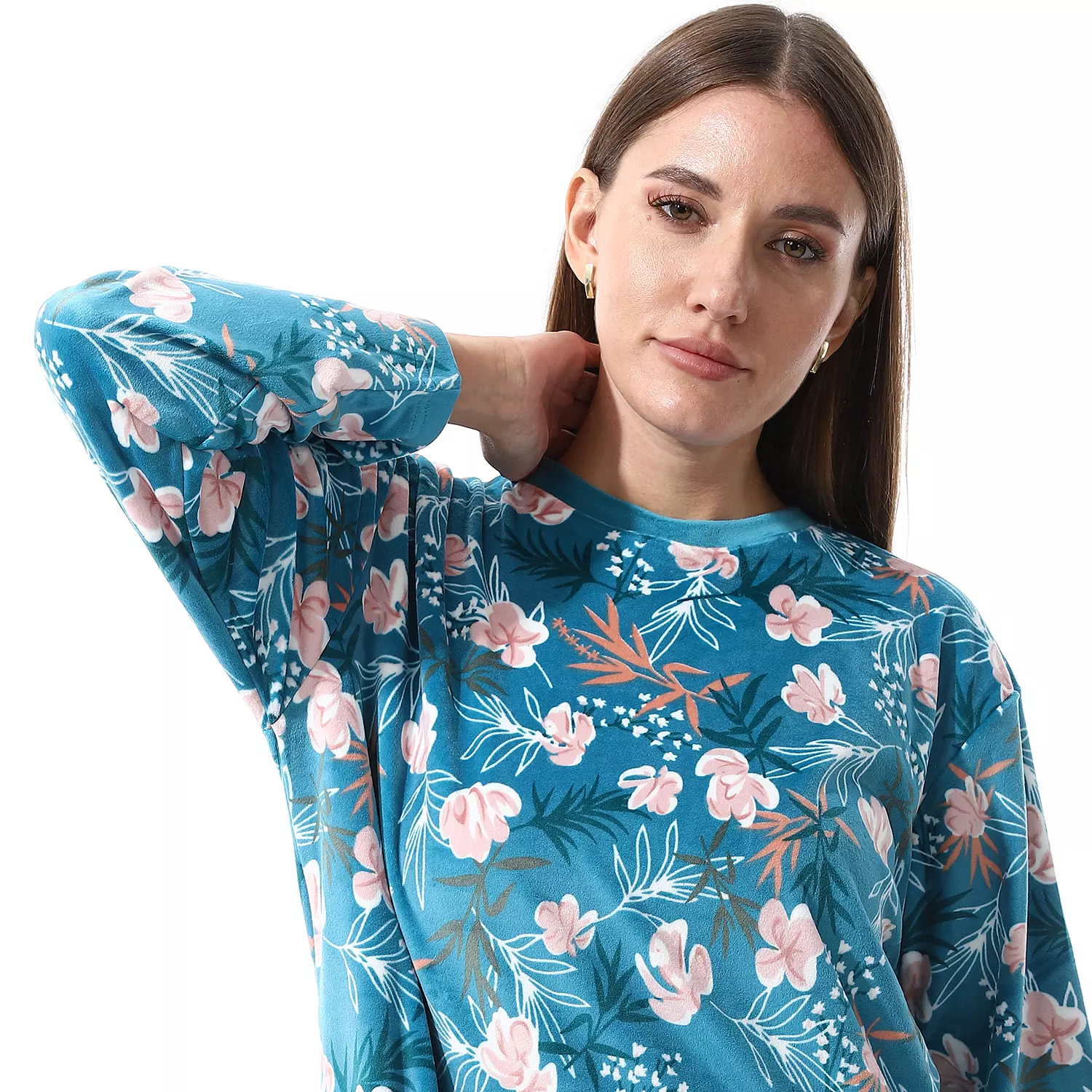 Shorto Women Fleece Flower PJ - Turquoise -2659 - 024  2