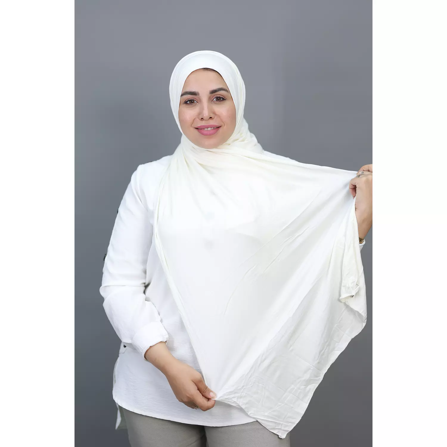 Jada Cotton Lycra Gel Hijab - white 4