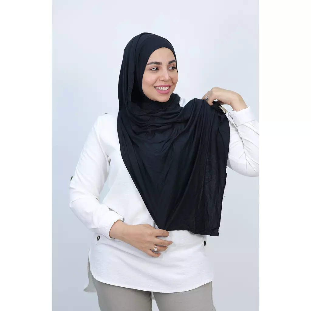 Jada Cotton Lycra Gel Hijab - Black