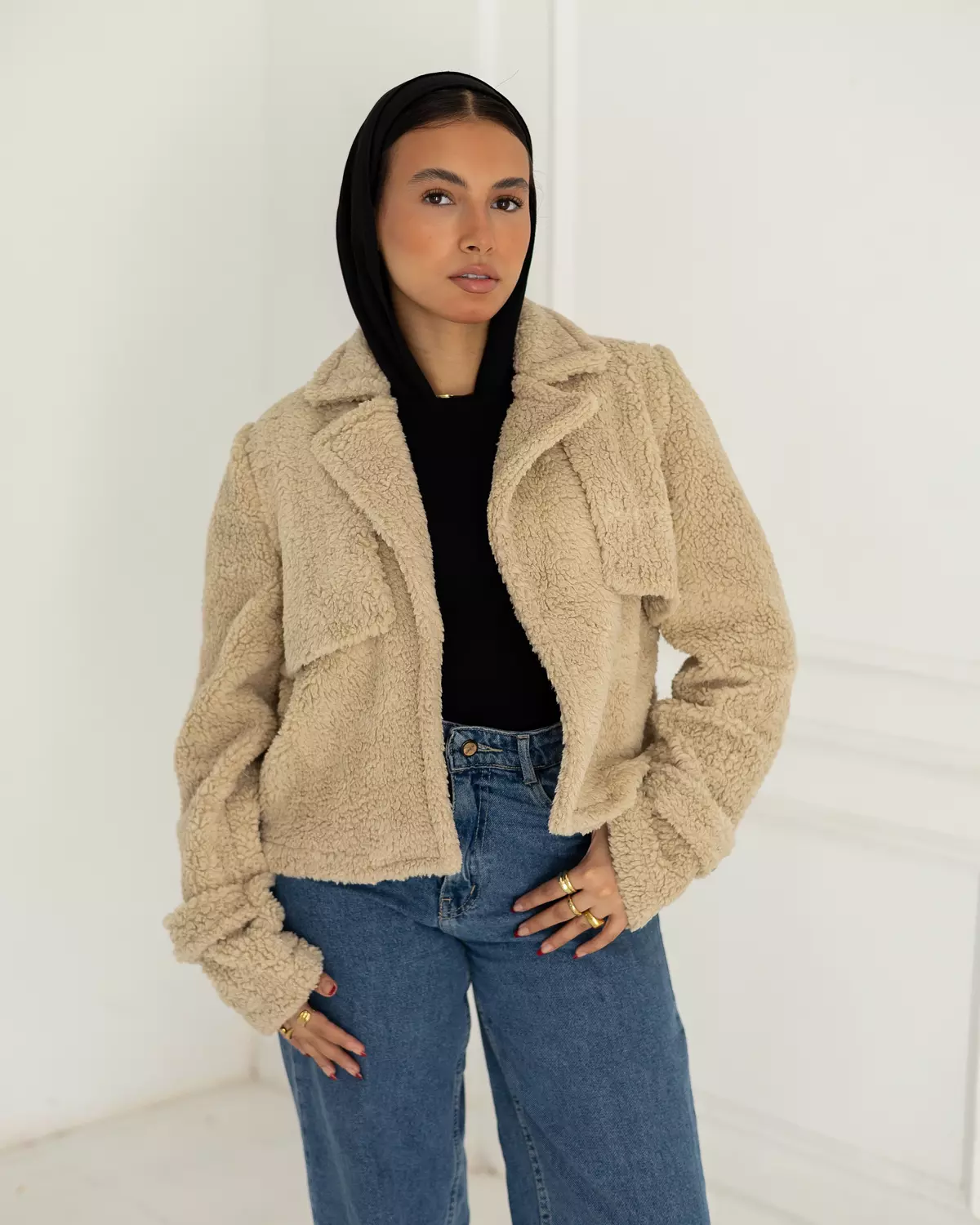 Beige crop jacket hover image