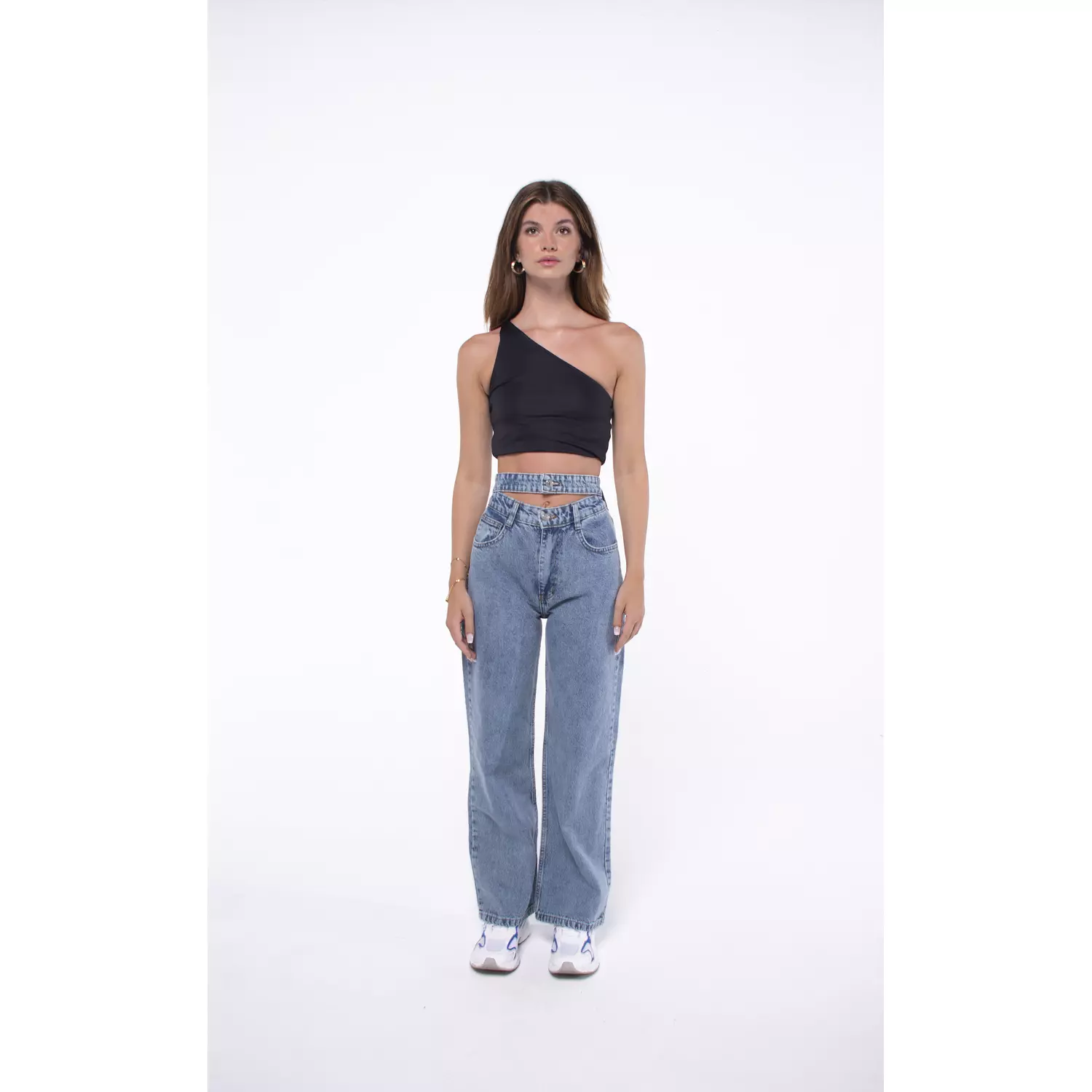 Double waisted jeans hover image