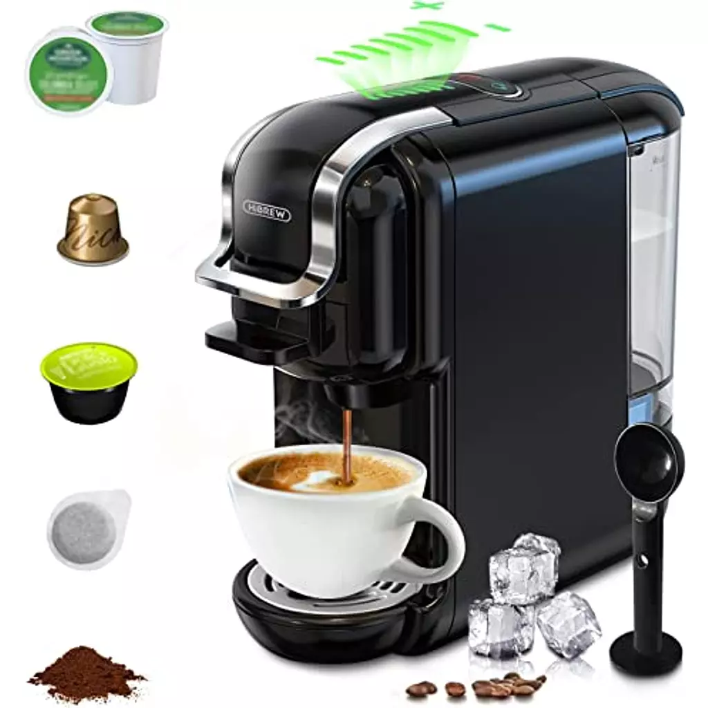 HiBREW H2B 6 in 1 Multi-Capsule Cold & Hot Coffee Maker (Black) + Free french press