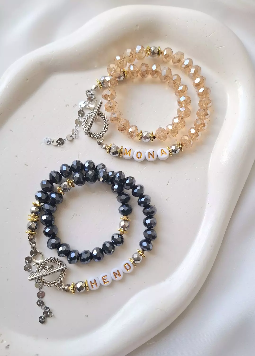 Double wrap Crystal Name Sebha and Bracelet hover image