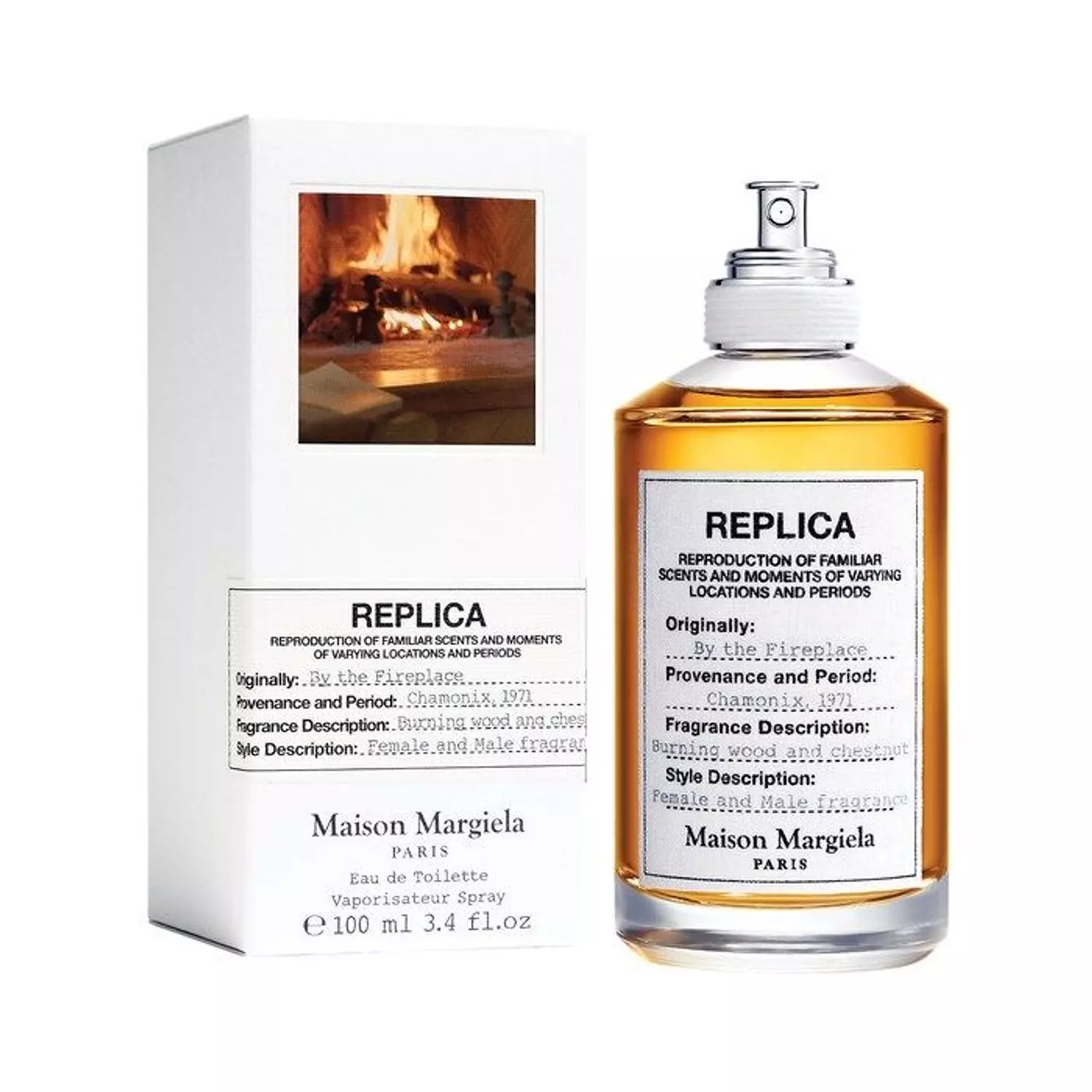 replica by the fireplace hover image