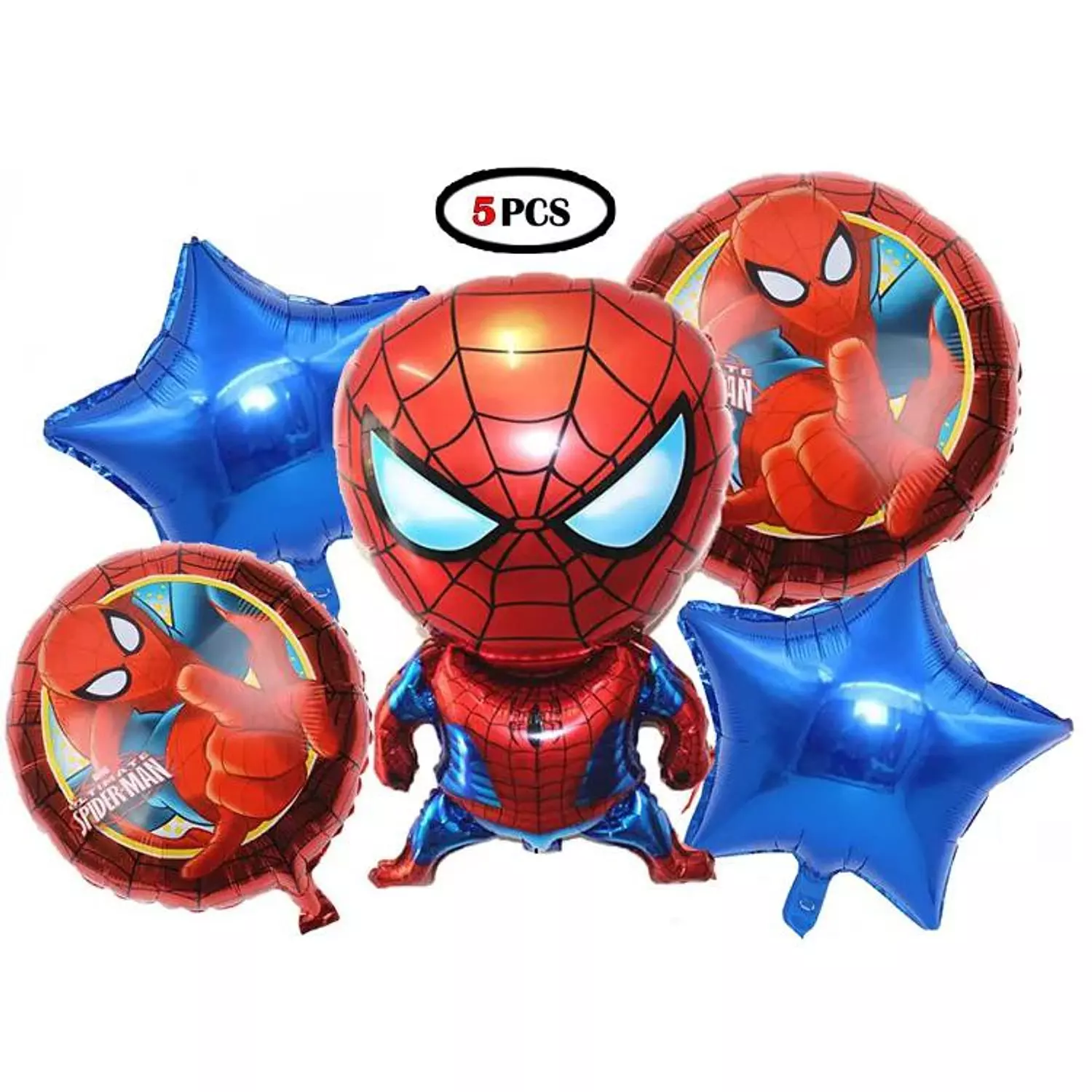 Spider Man Foil Balloons 5 Pcs Set for birthday party decoration hover image