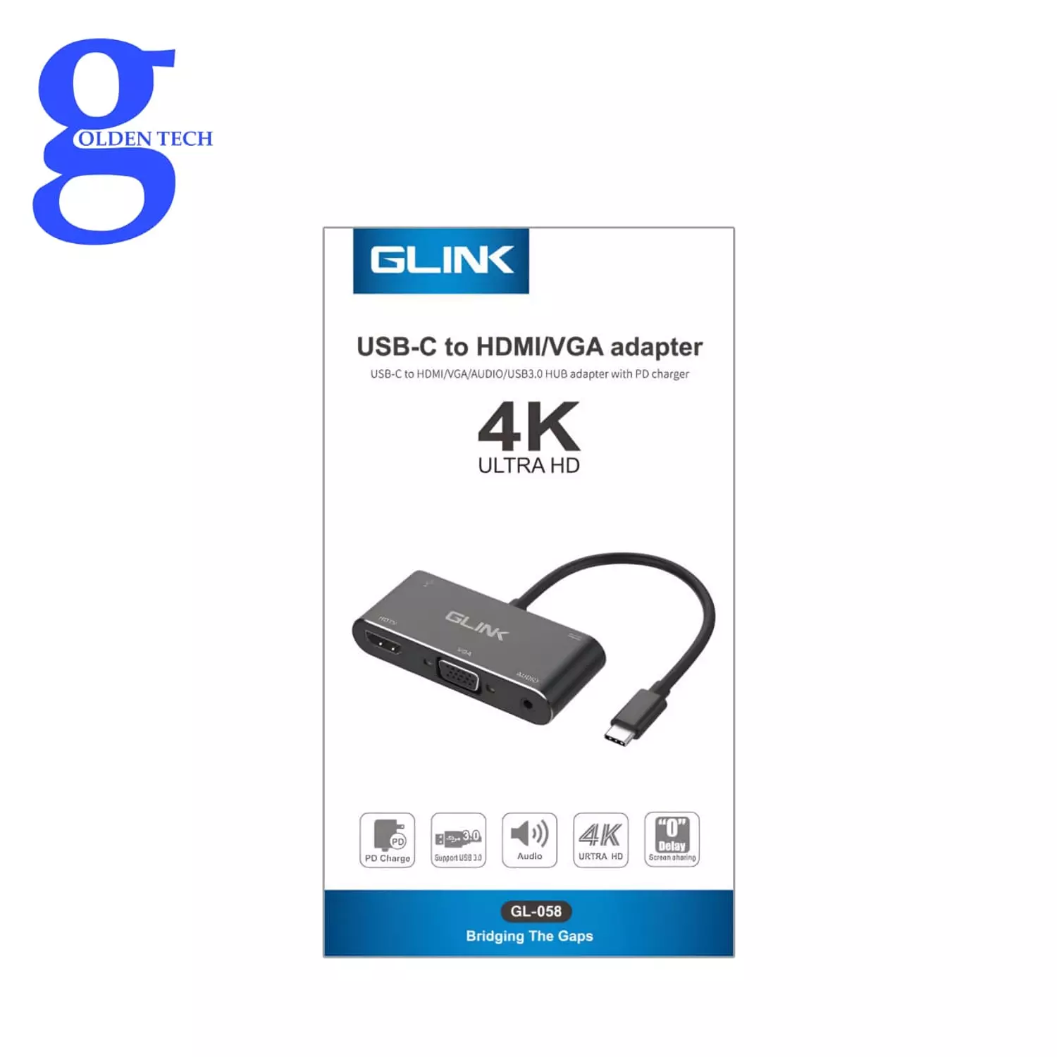 جلينك (GL-058) - محول USB-C إلى HDMI/VGA بدقة 4K الترا اتش دي hover image