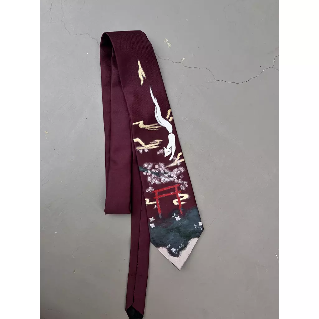 Handpainted burgundy tie 