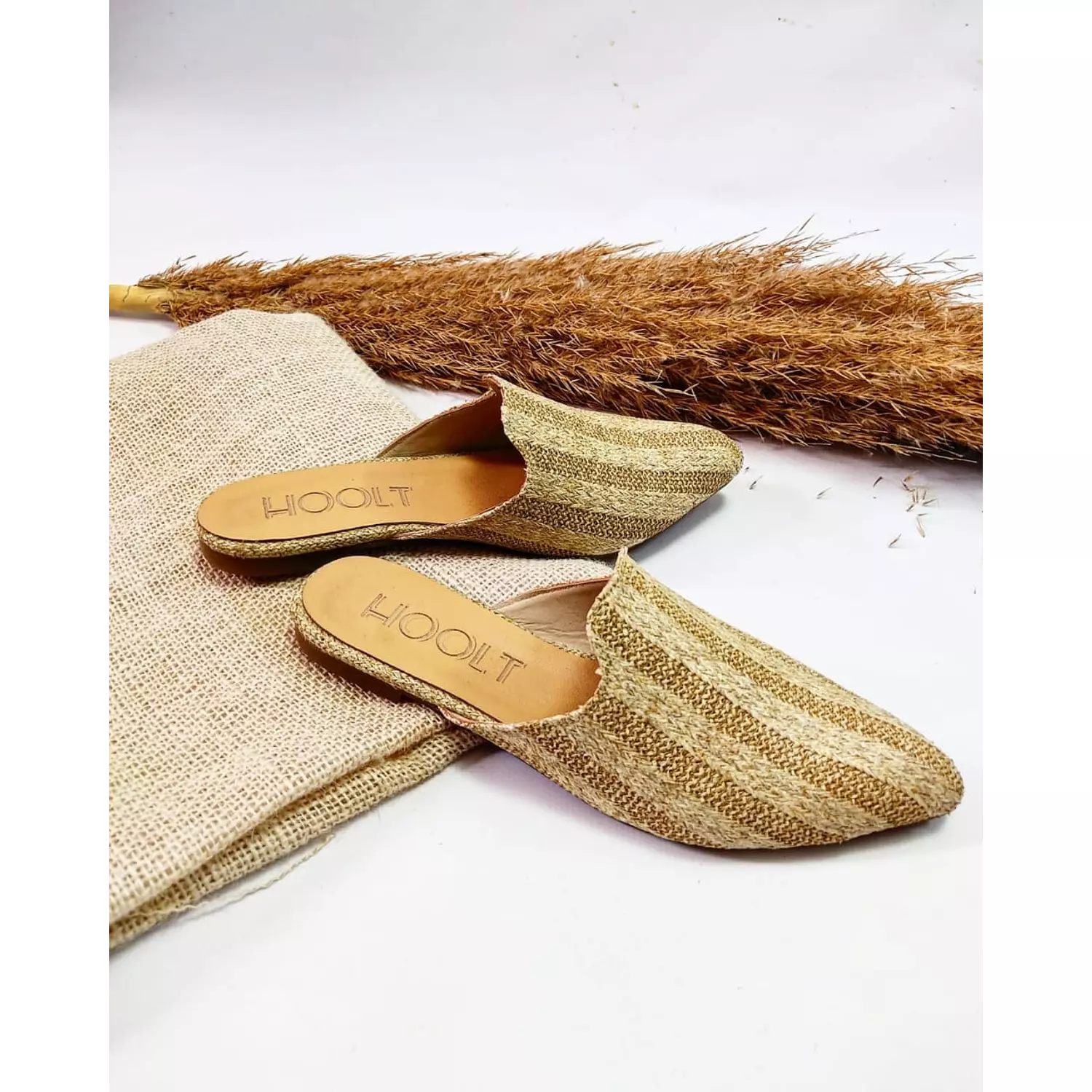 Striped mule burlap hover image