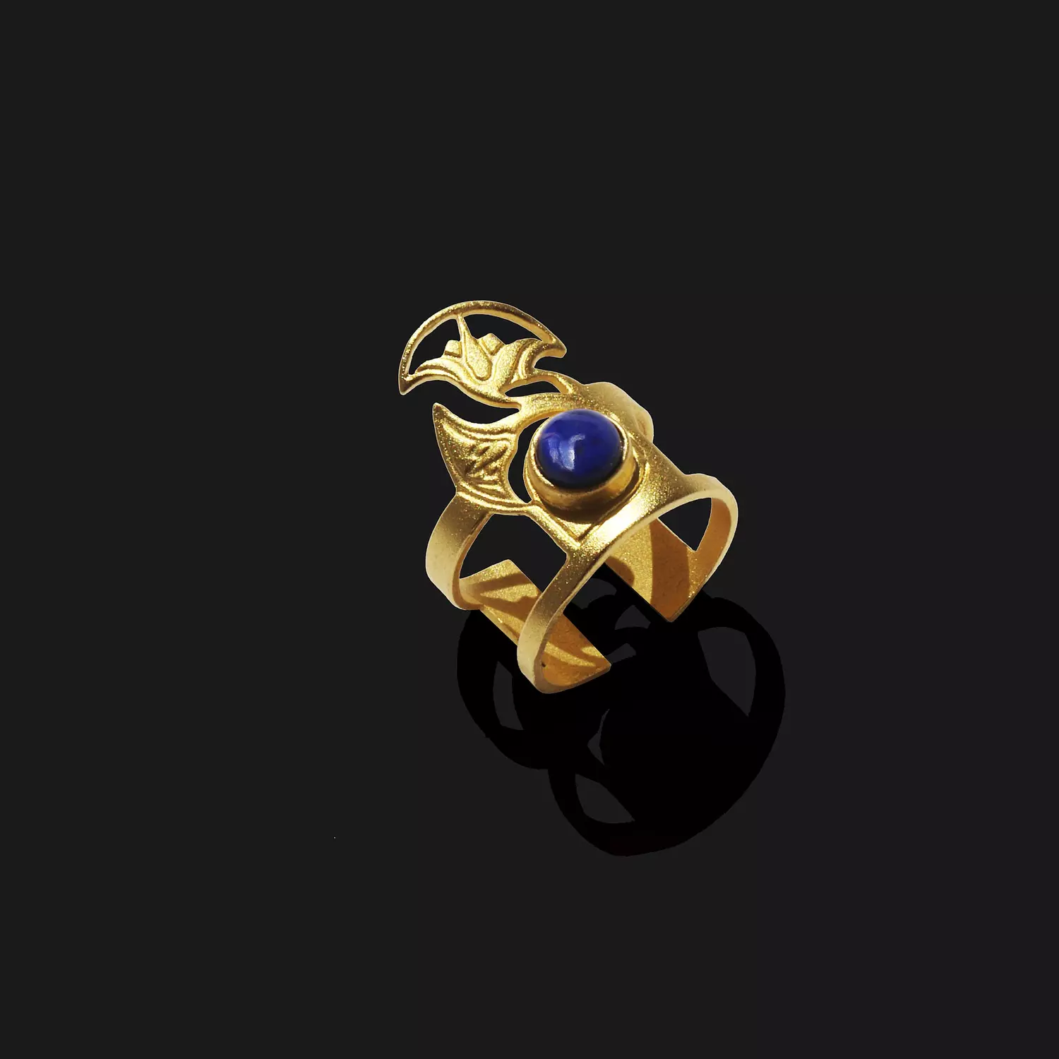 Lotus ring with stone hover image
