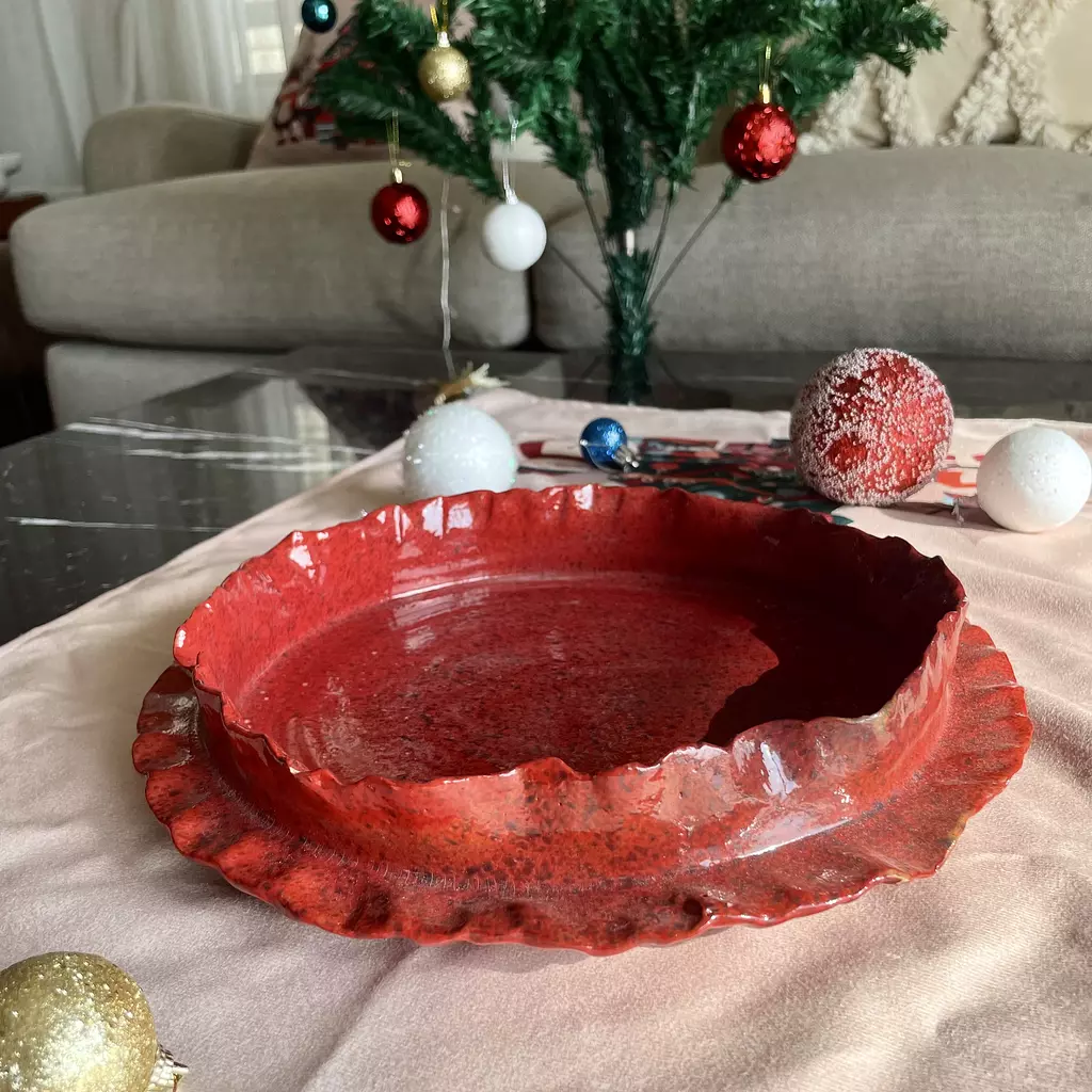 Ruffled red platter