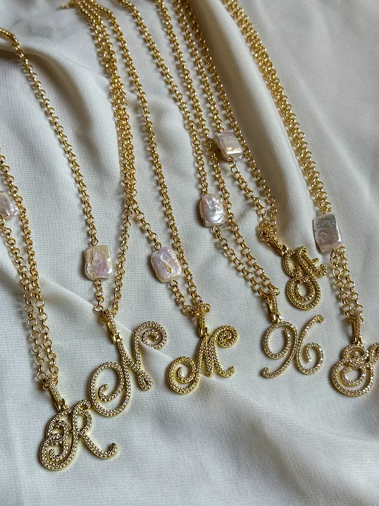 Gold Initial/Pearl Necklace ( By Order )