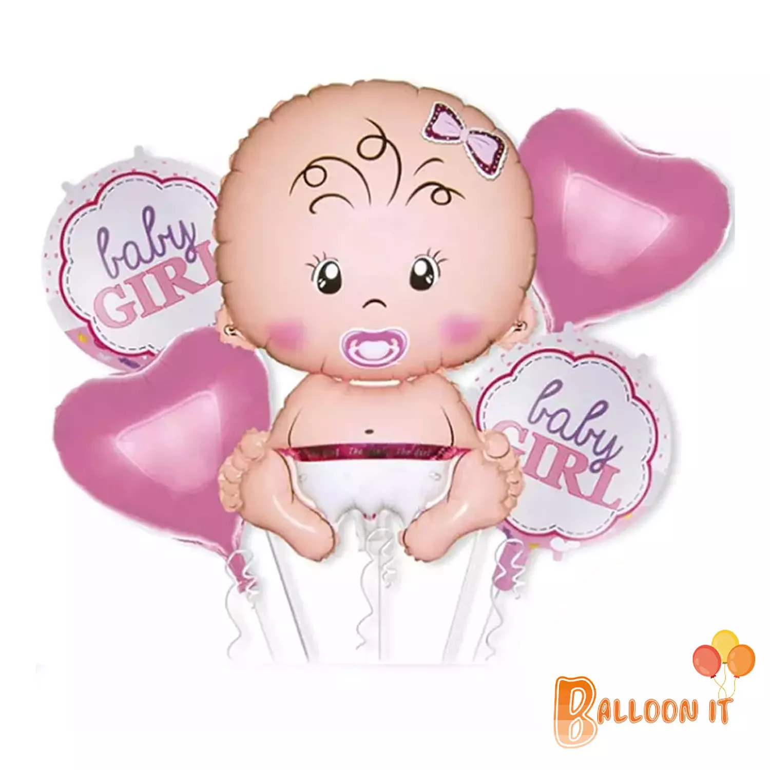 5 pcs baby girl foil balloons hover image