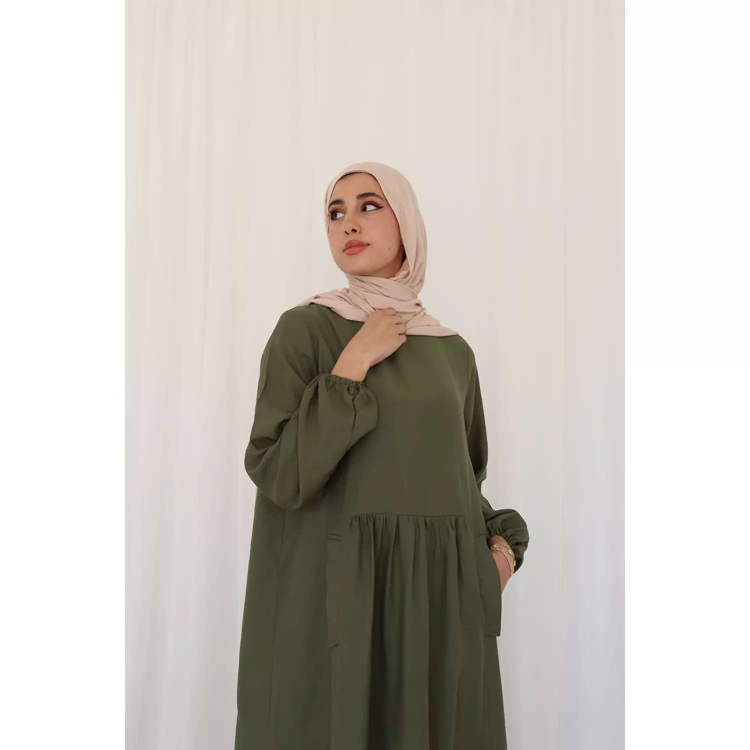 Olive Flowy Dress 3