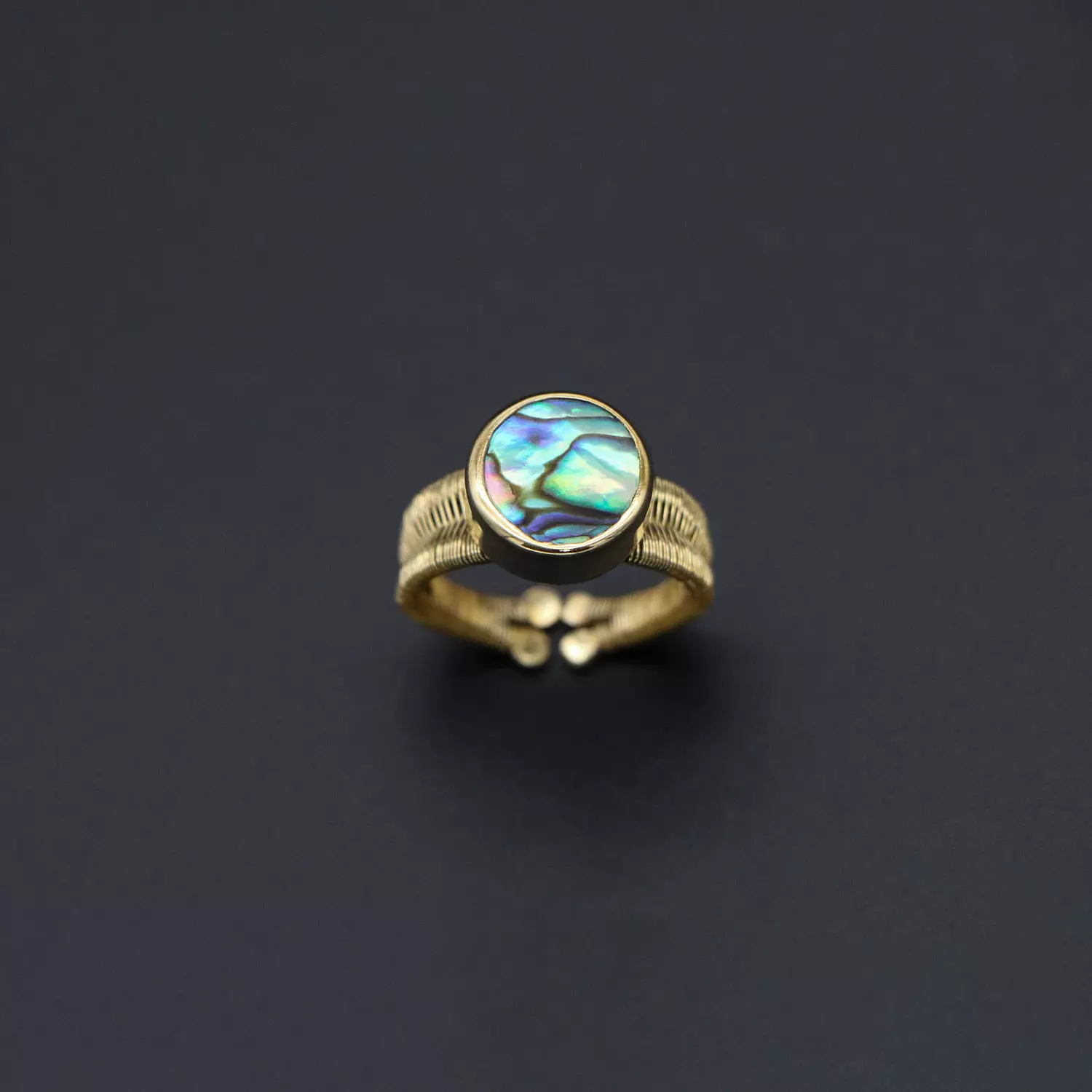 Brass ring with abalone shell. hover image