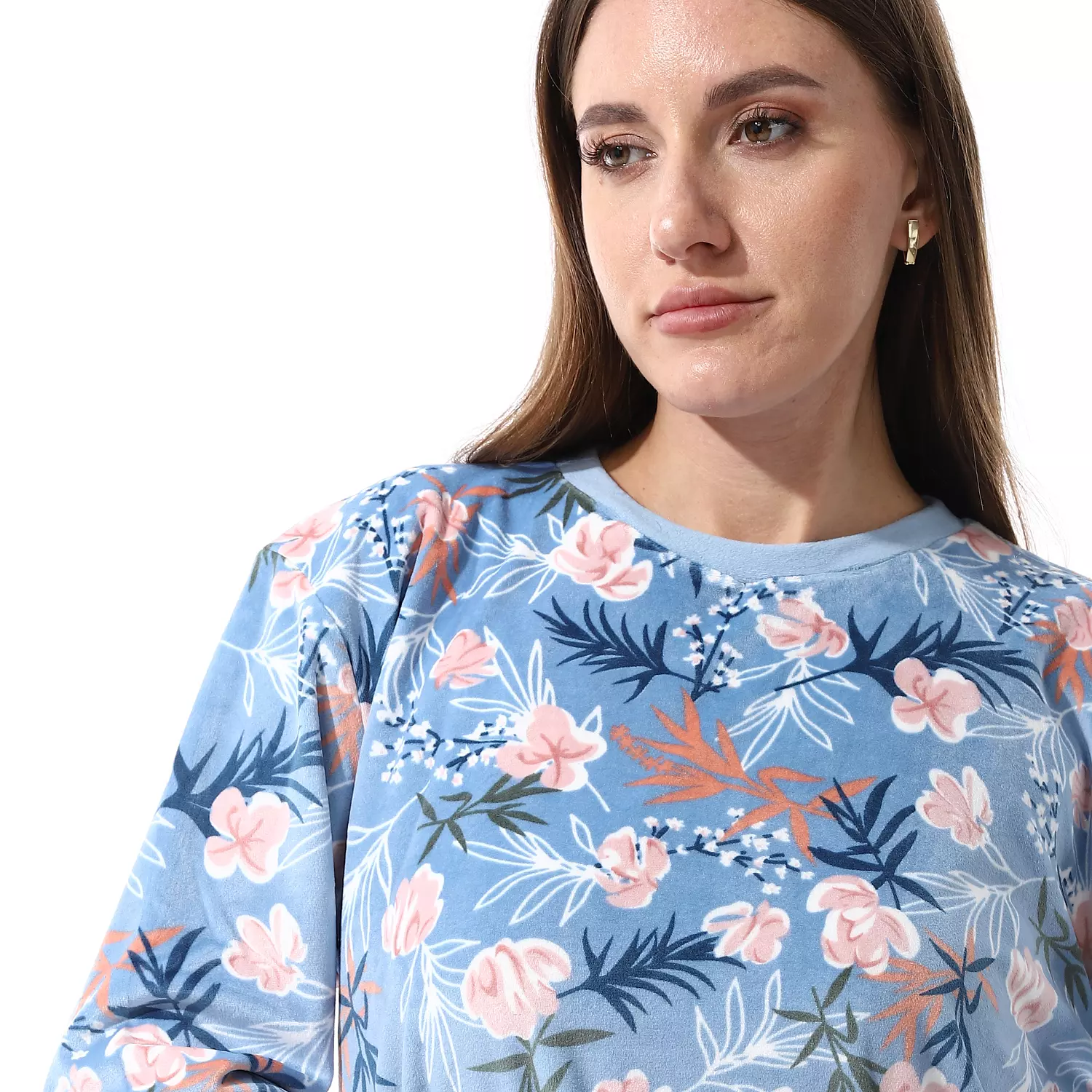 Shorto Women Fleece Flower PJ - Baby Blue -2659 - 024  3