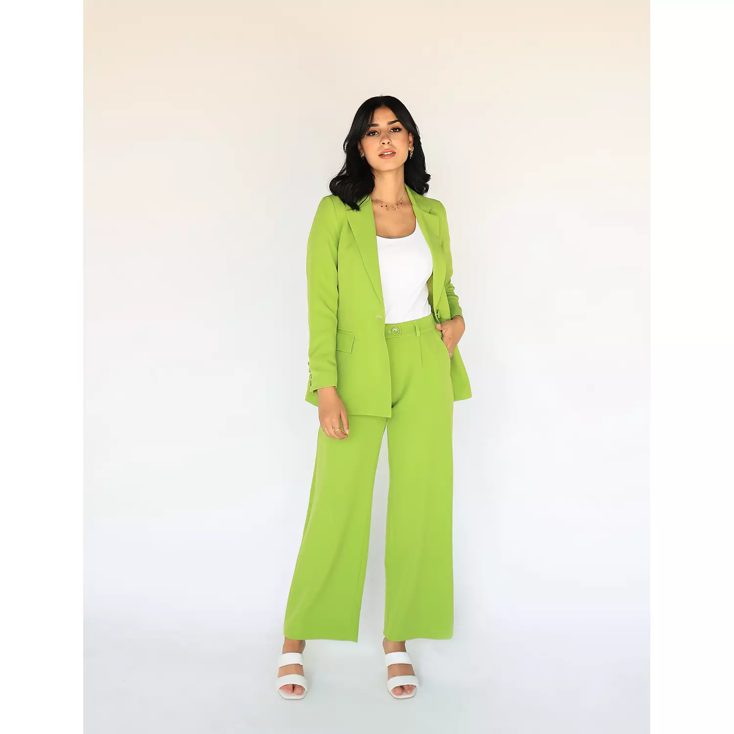 Green Apple Wide-leg Straight Mid Pants hover image