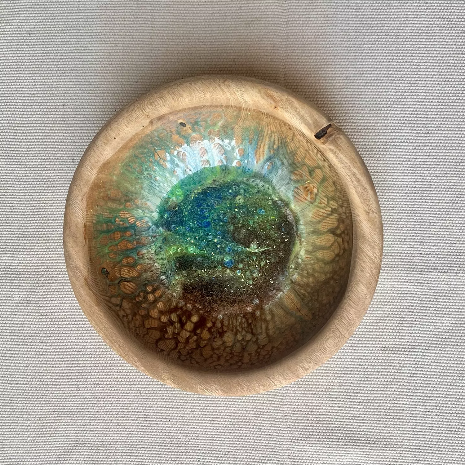 Turquoise| Brown Wood Bowl 2