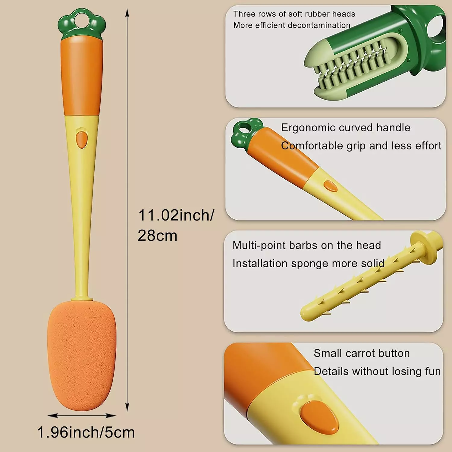 Multifunctional Cleaning Brush in Carrot Shape 5