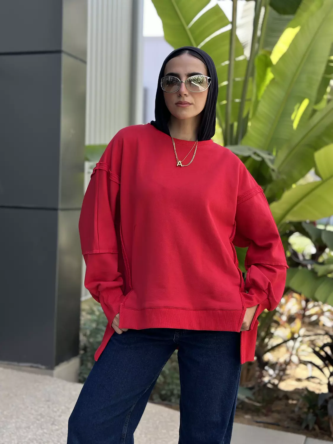 COZY SWEETSHIRT IN CRIMSON RED hover image