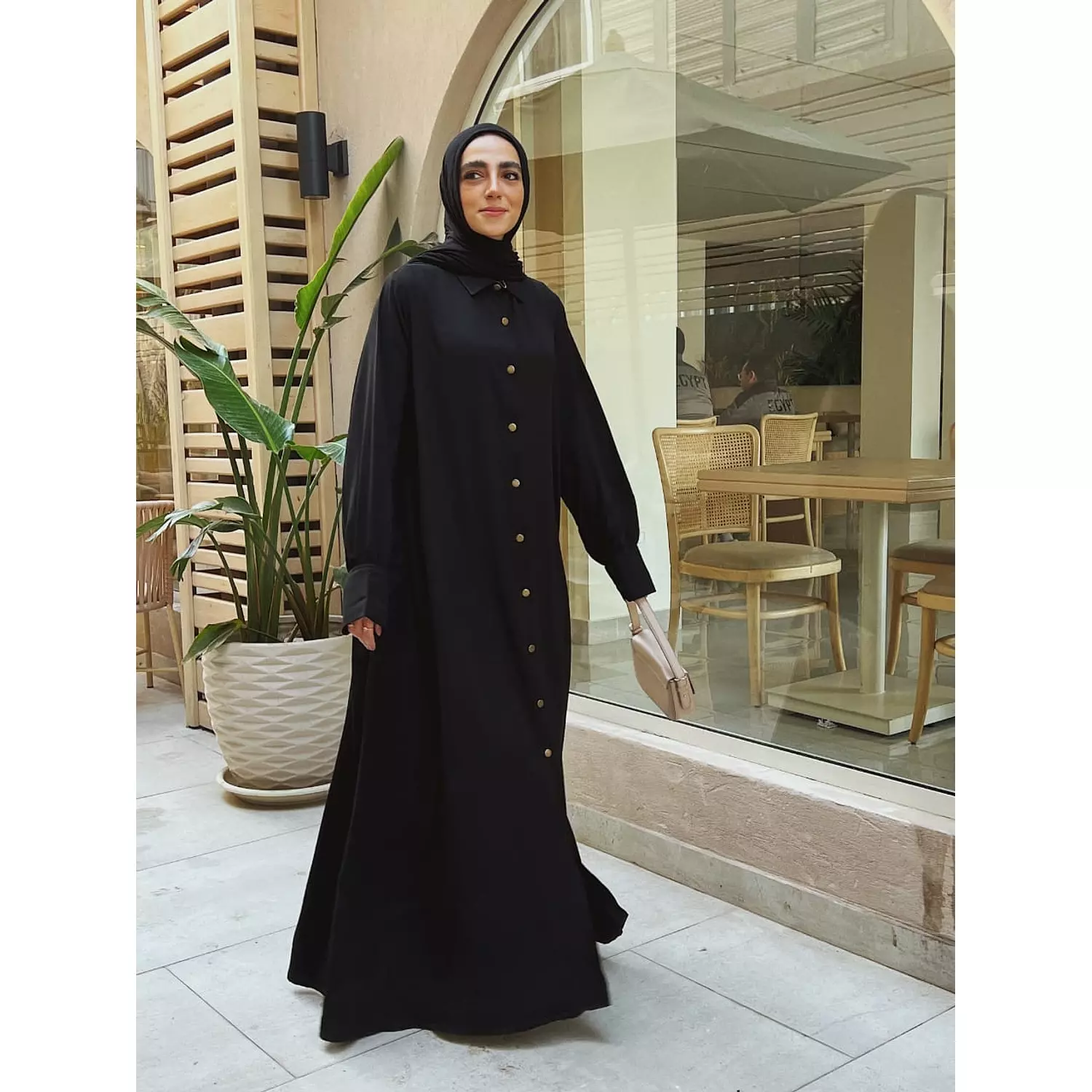 golden buttons abaya shirt dress 1