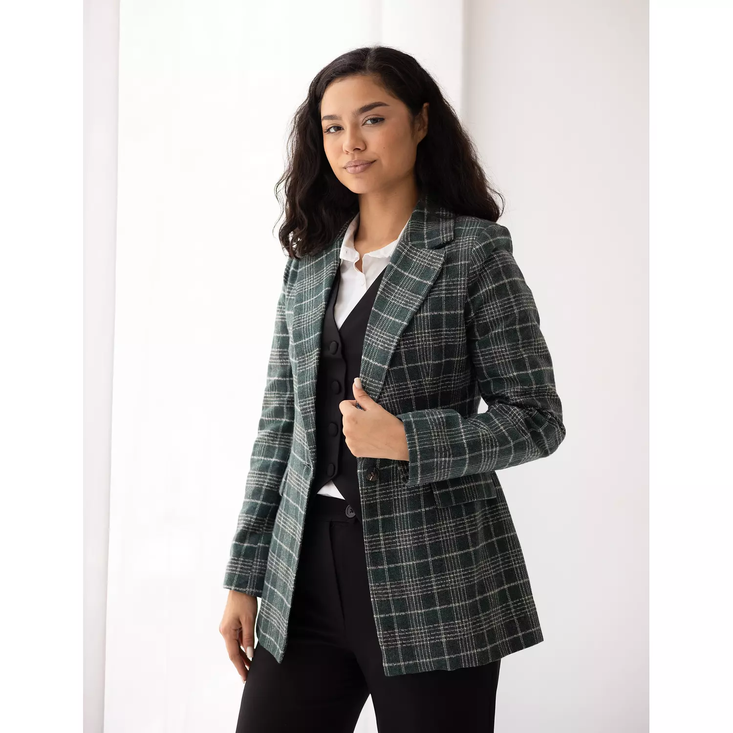 Deep jungle green plaid blazer  10