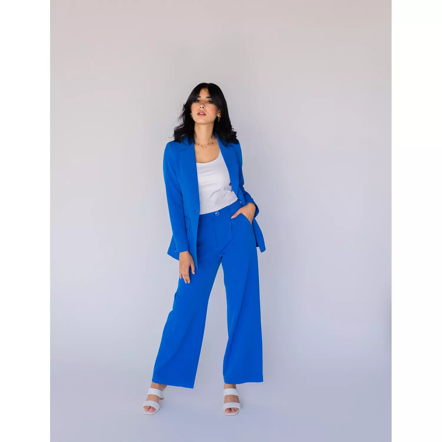 Lapis Lazuli Wide-leg Strait Mid Pants hover image