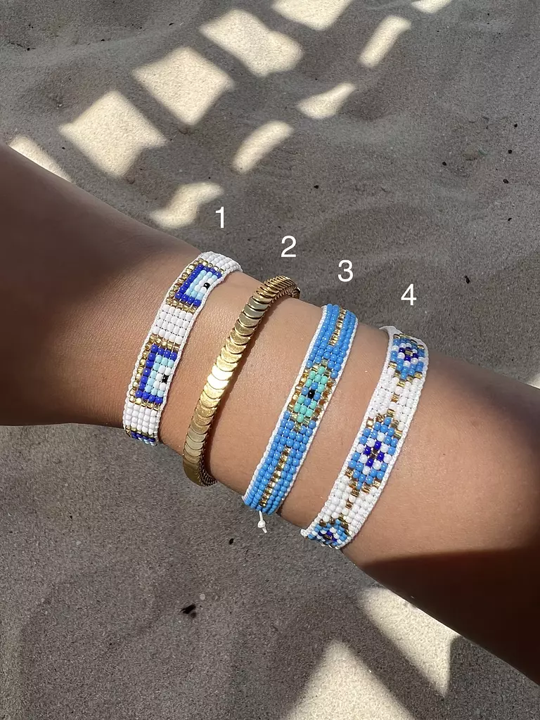 Blue/White beaded bracelet set 