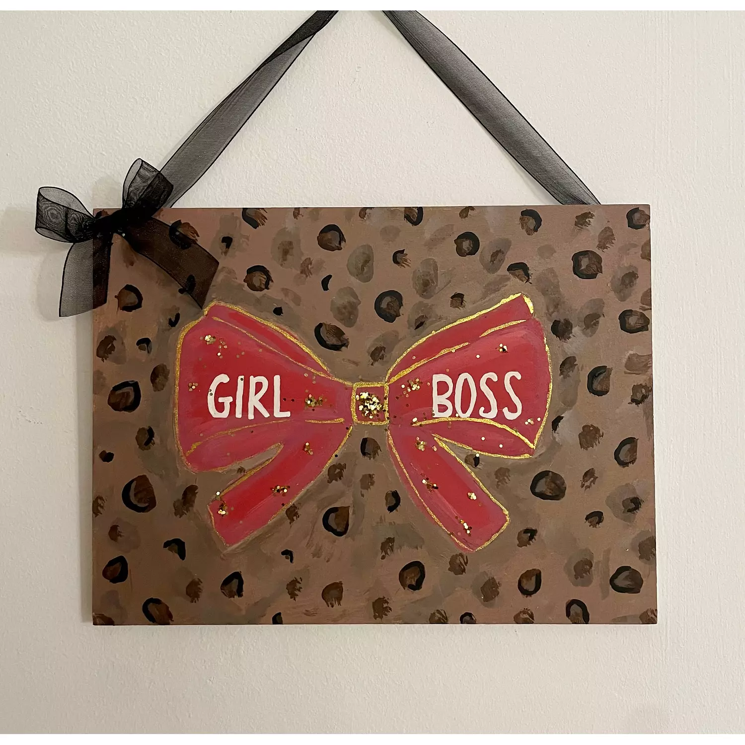 Girl boss hand painted wooden sign 20cm*15cm  hover image