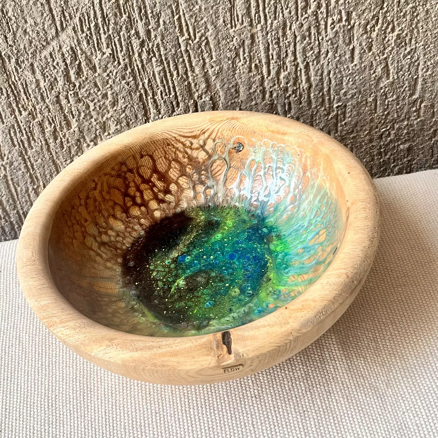 Turquoise| Brown Wood Bowl-2nd-img